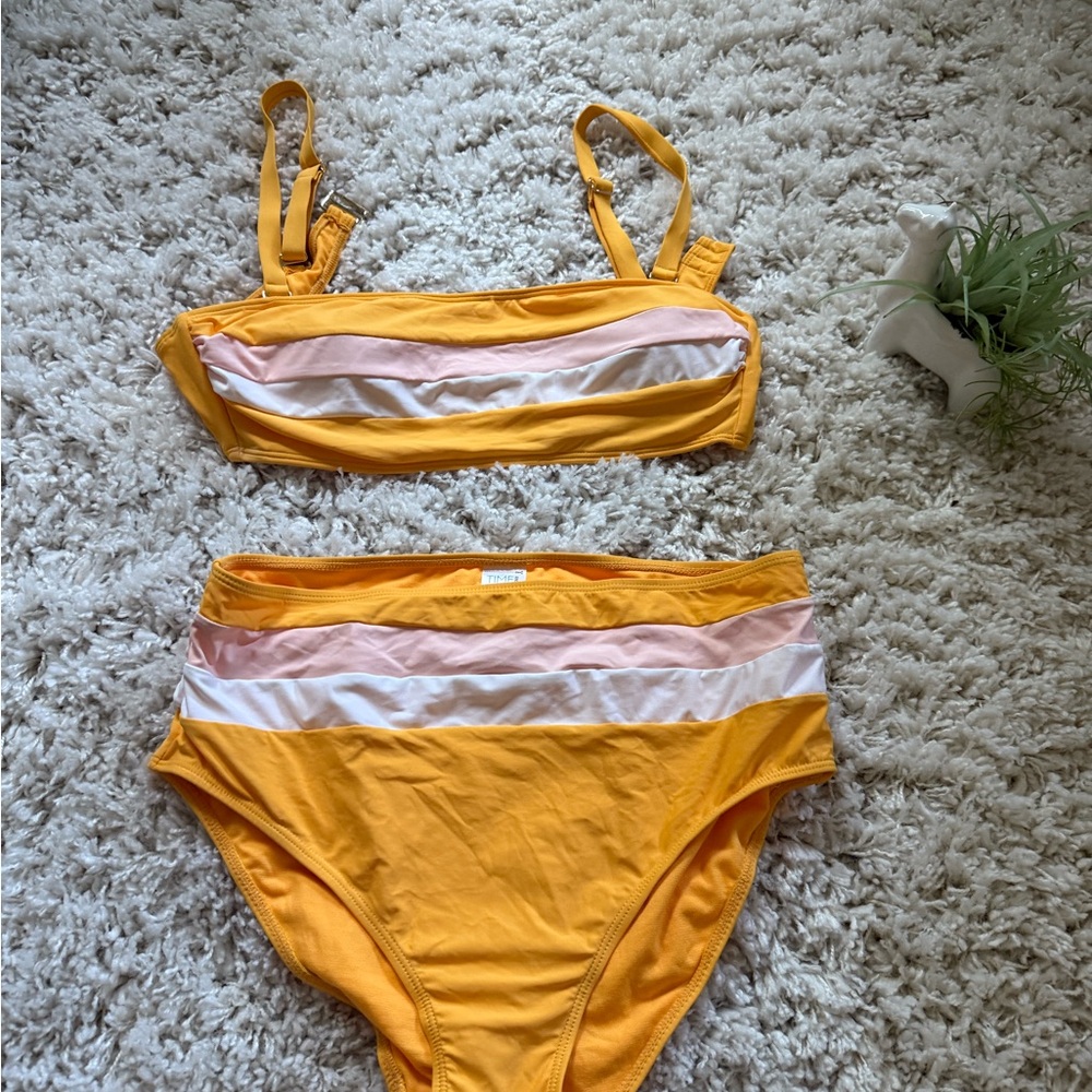 Time and Tru women’s summer Bikini Set in Orange and Pink
